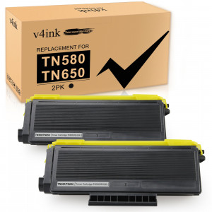 v4ink Brother TN580 TN650 Compatible High Yield Black Toner Cartridge - 2 Packs v4ink Brother TN580 TN650 Compatible High Yield Black Toner Cartridge - 2 Packs